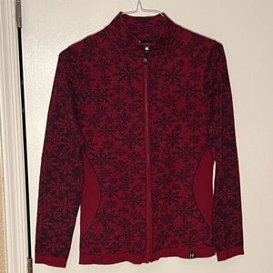 Neve Designs Maya Red Snowflake Zippered Sweater Jacket